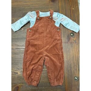 CARTER'S‎ 6M Toddler Boys Brown Corduroy Overalls With Dinosaur Shirt